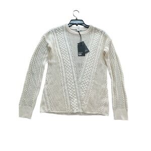 NWT Paige Amory Open-Knit Crewneck‎ Sweater Small Ivory Anthropologie #U8-6